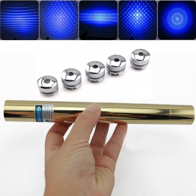 50000mw 450nm 5 in 1 Burning High Power Rechargeable Blue Laser Pointer  Golden - Laserpointerpro